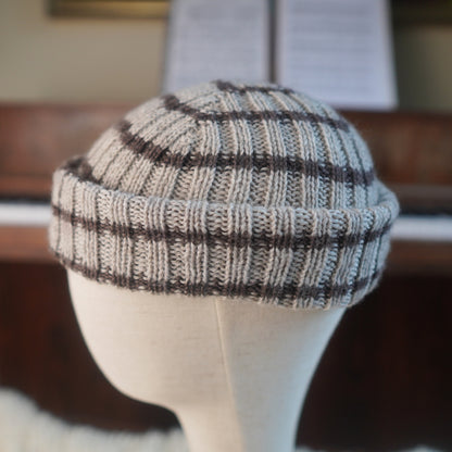 The Southlander Reknit – handgestricktes Wollmützen-Unikat in Hellbeige meliert und Nussbraun (RHF01-RK34)