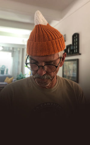 Foxtail patterned hand knit wool beanie