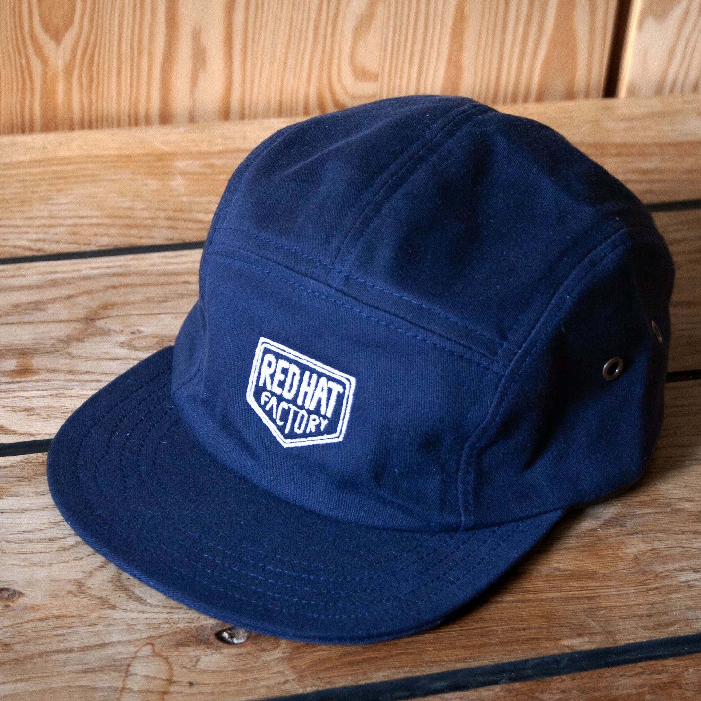 Hand crafted five panel cotton cap, navy