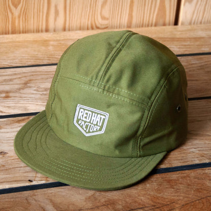 Hand crafted five panel cotton cap, olive