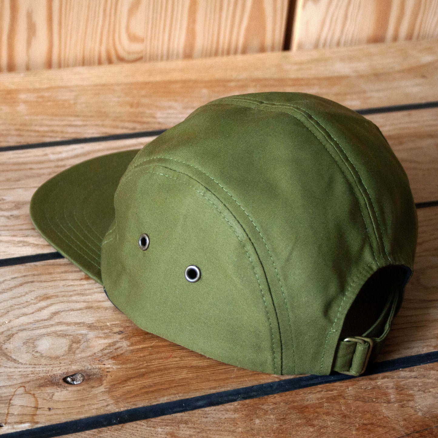 Hand crafted five panel cotton cap, olive