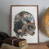 The Navigator of the North Sea – Kunstdruck, Seemann mit Mütze in nordischem Waldgrün