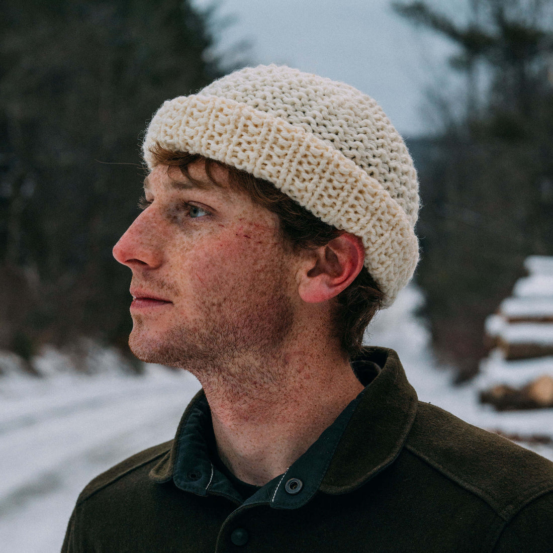The Westcoaster – chunky hand knit Norwegian wool beanie, natural white