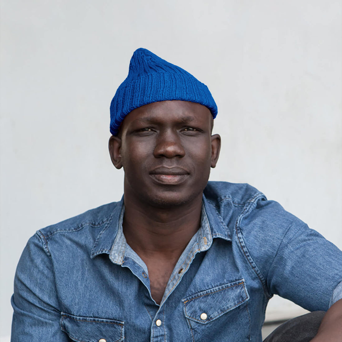 The North Cap – bonnet pointu en laine norvégien tricoté main, bleu