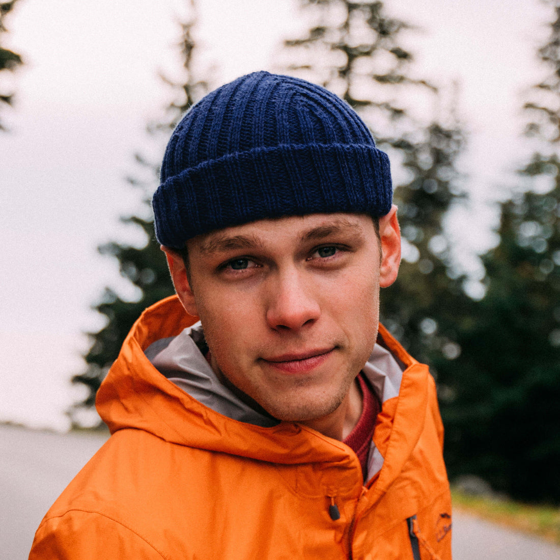 The Southlander – hand knit wool beanie, navy, portrait